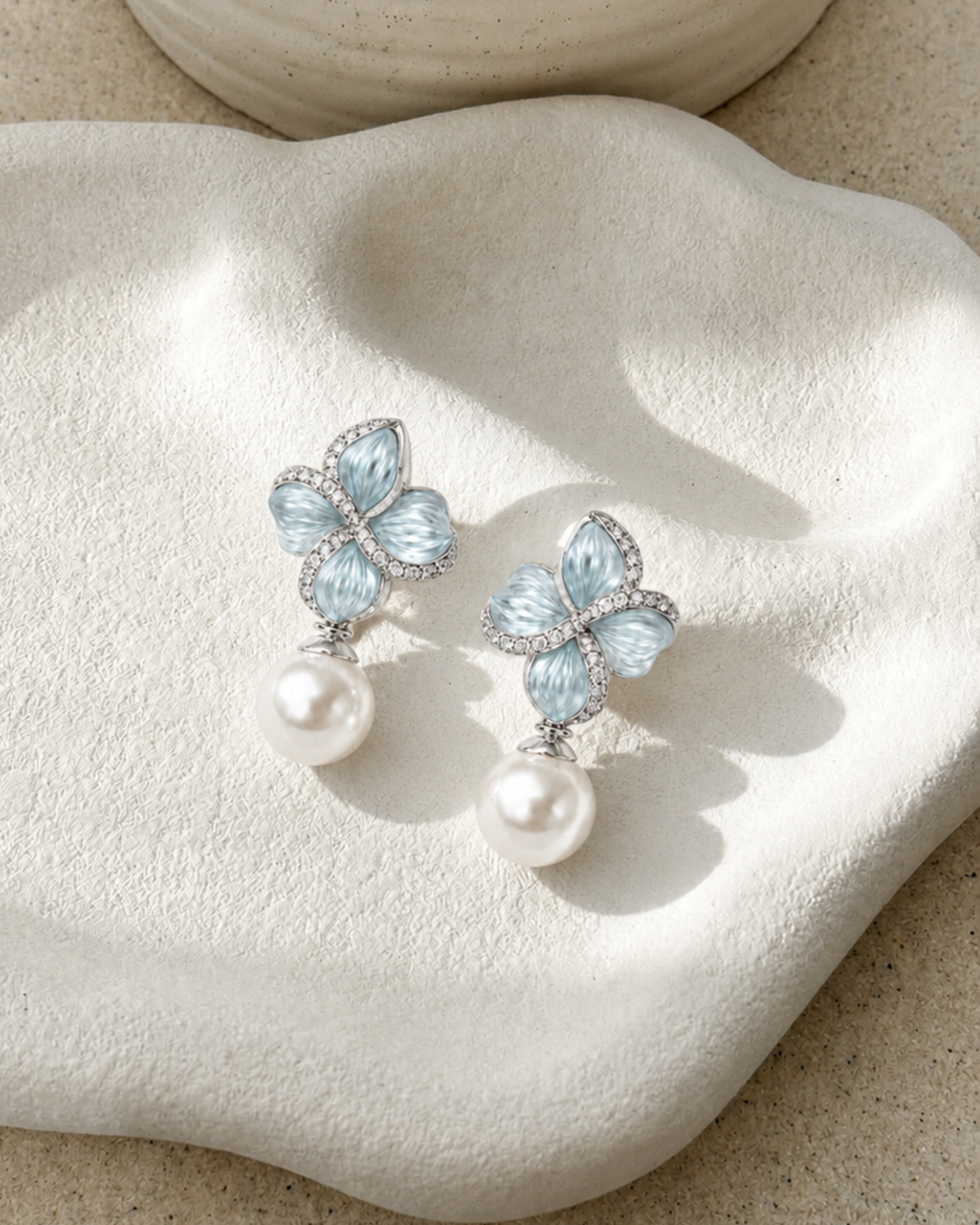 Azure Bloom Pearl Earrings