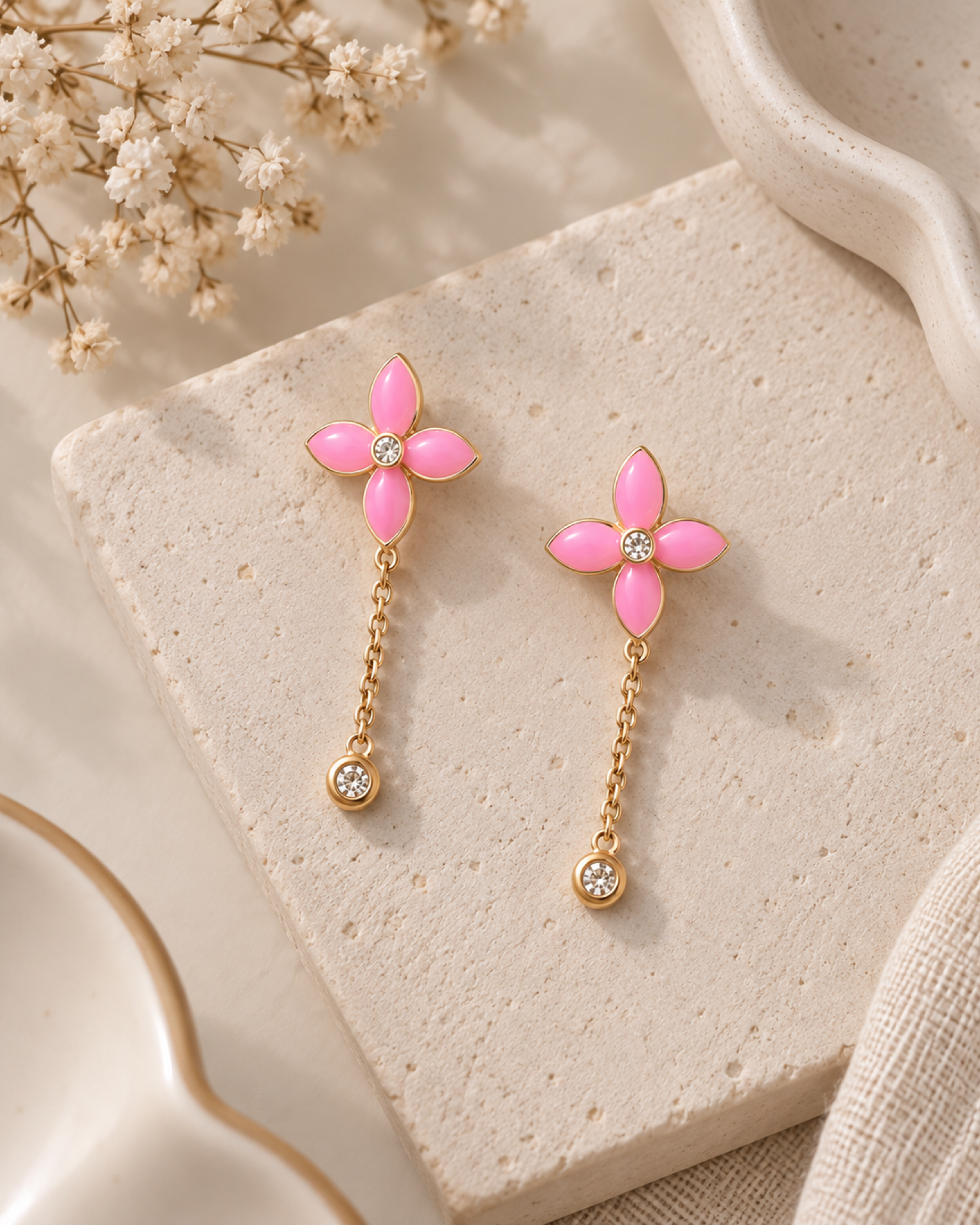 Blushing Petal Drop Earrings