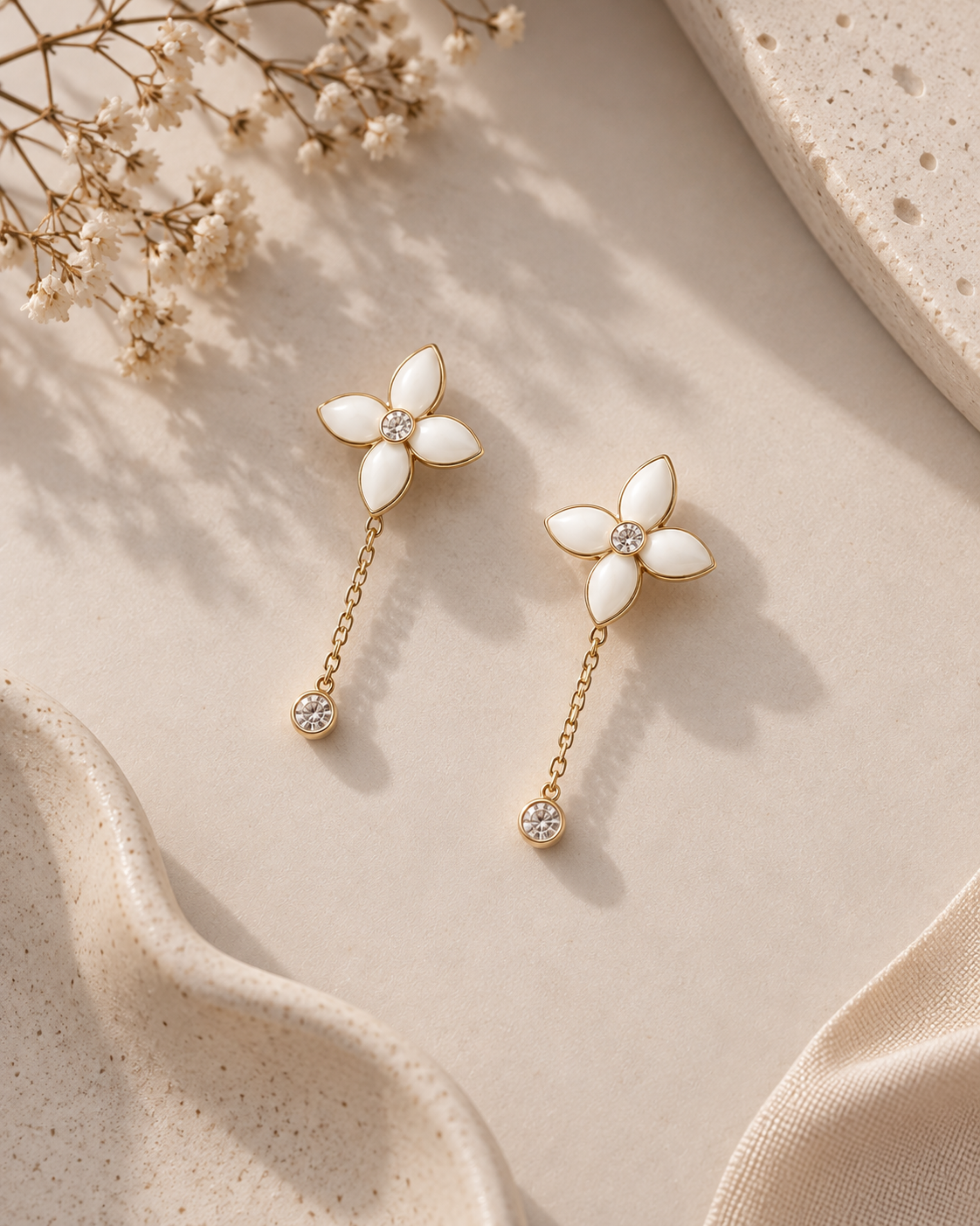 Blushing Petal Drop Earrings