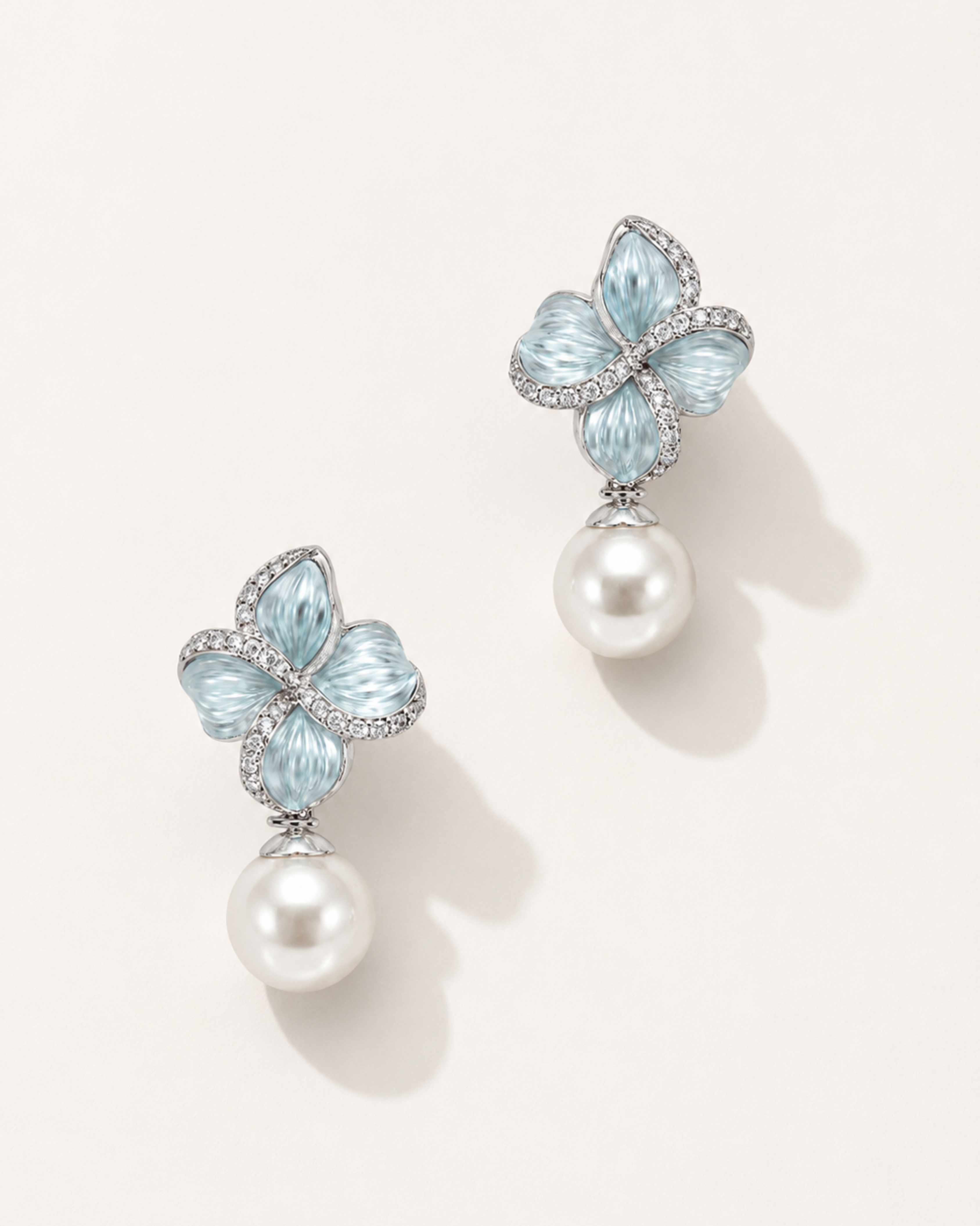 Azure Bloom Pearl Earrings