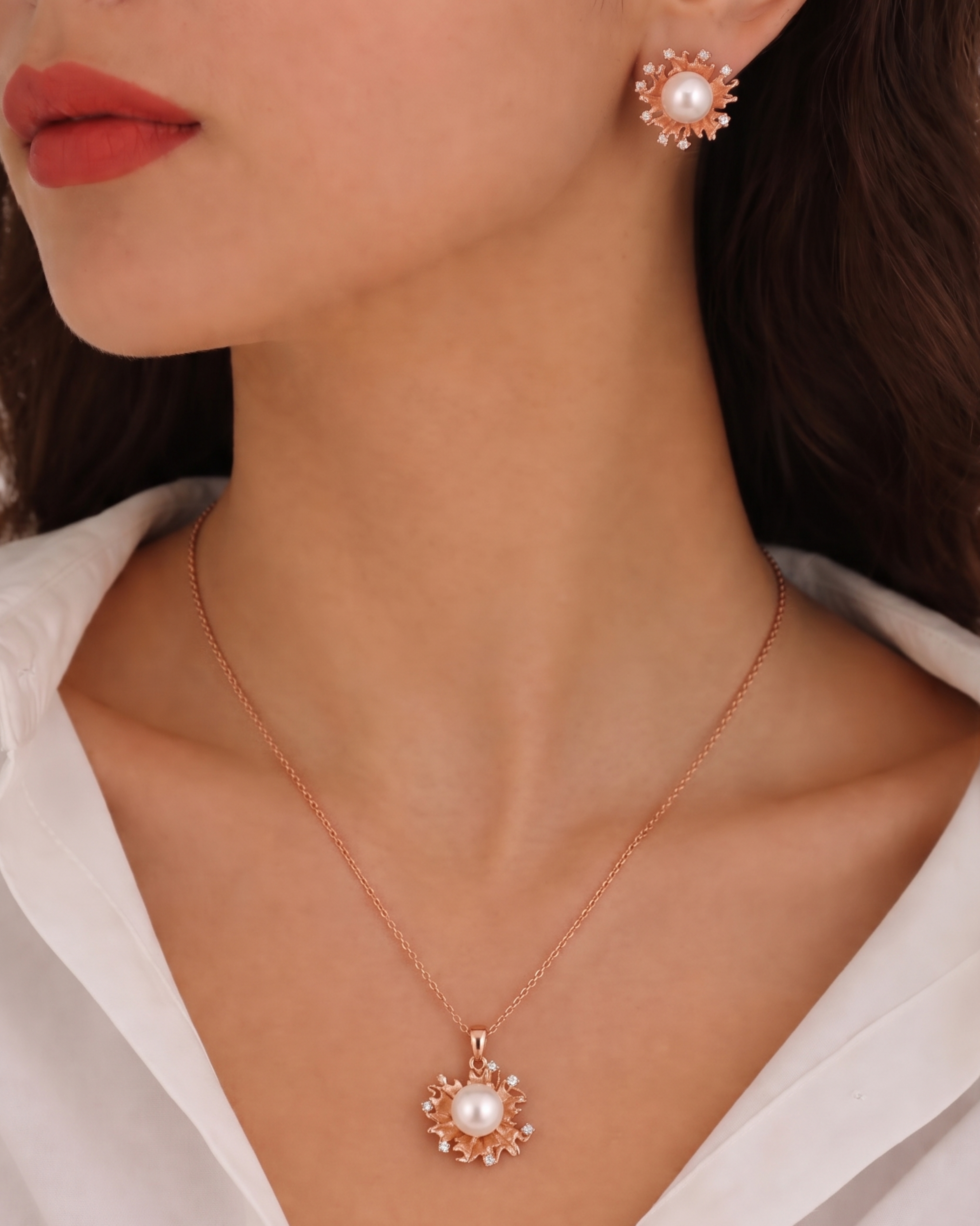 Rosé Bloom Pearl Set
