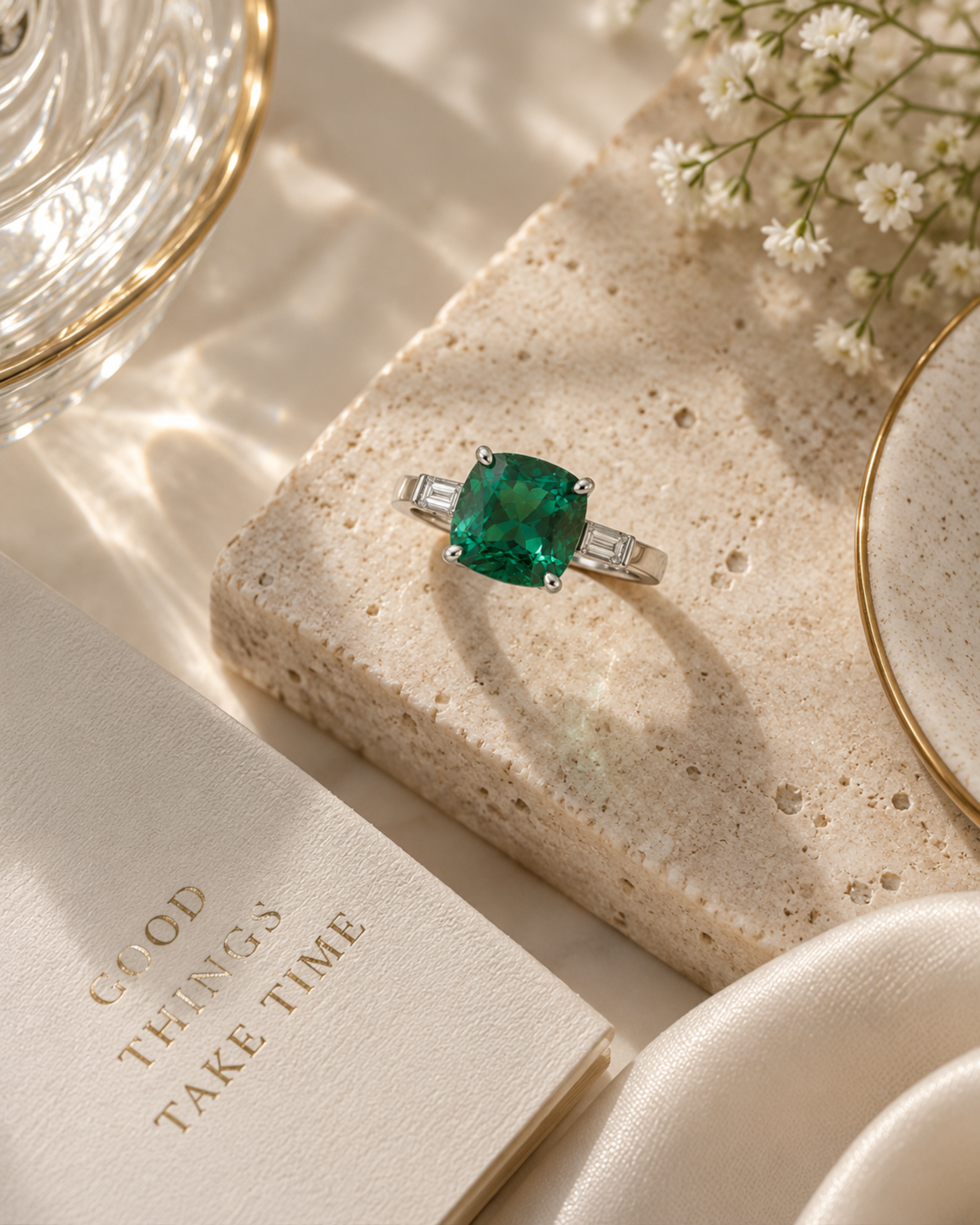 Veridian Cushion Solitaire Ring