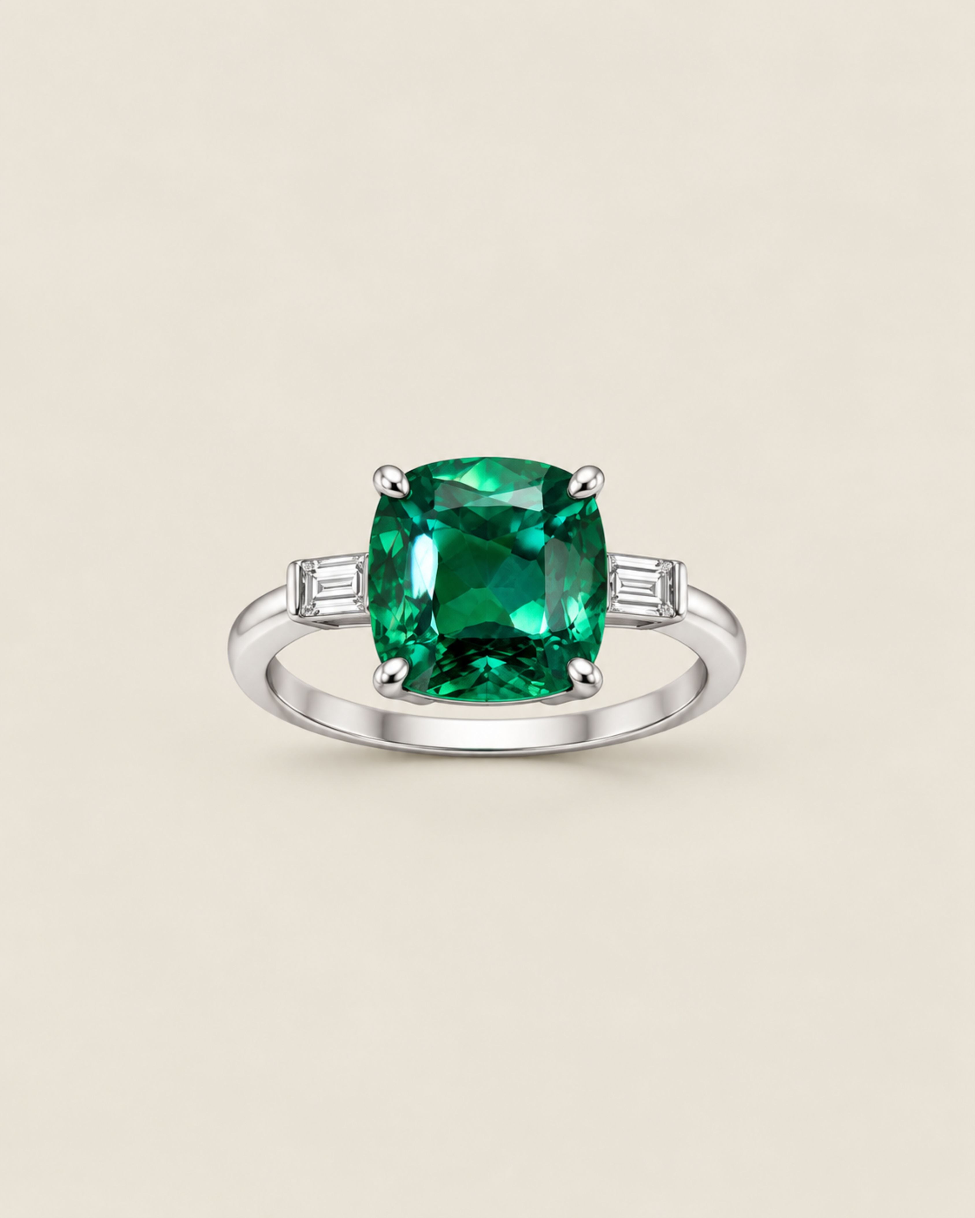 Veridian Cushion Solitaire Ring